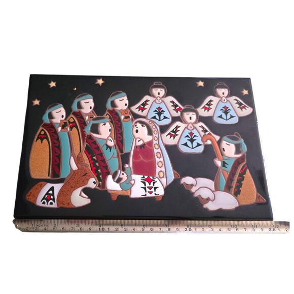 Vintage Arius Tile Company Pueblo Nativity 8 X 12 Christmas Jesus Religious - Picture 2 of 5